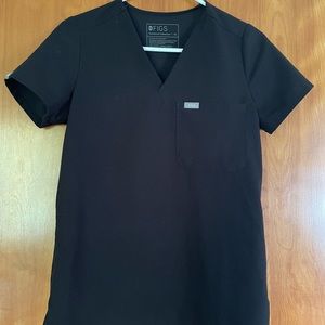 Figs Womens Black Catarina One-Pocket Scrub Top XS